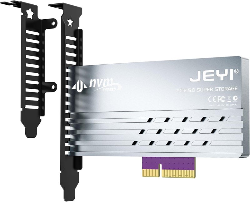 JEYI PCIe 5.0 4X to M.2 NVMe Adapter Card - Aluminum Heatsink for Gen5 SSDs, 128Gbps PCIe 5.0 x4/x8/x16 Slot, High-Speed SSD Expansion Card for Gaming/Workstation PCs - Image 1